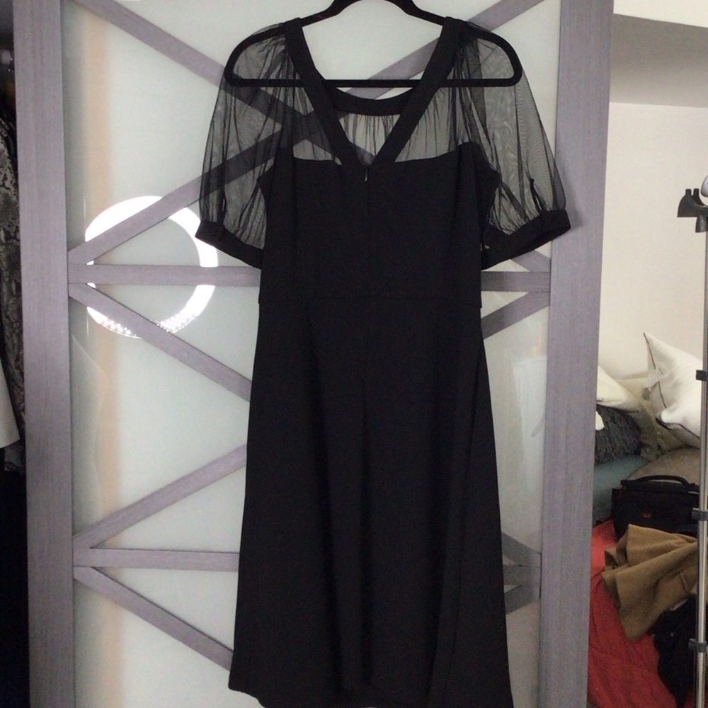 Maggy London Black Dress with Sheer Sleeves - Picture 8 of 12